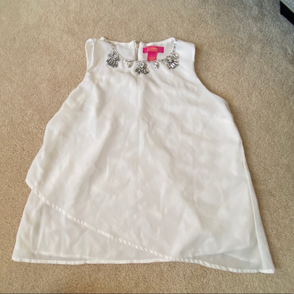 Carmen Marc Volvo White sleeveless beading top